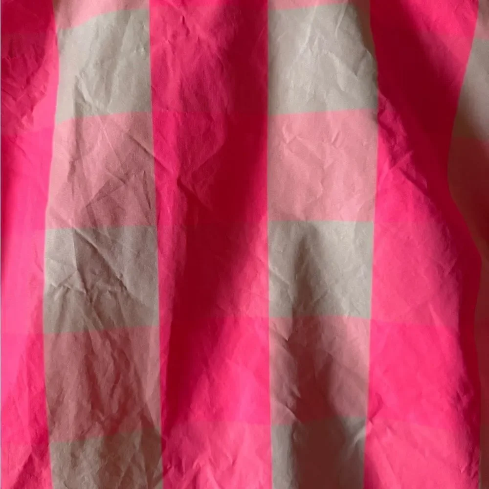 J. Crew Ruffle-Sleeve Neon Buffalo Check Top Size 0